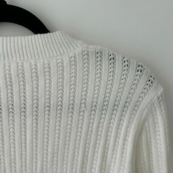 Andree  by unit Mock Neck Ribbed White Sweater - Picture 8 of 8